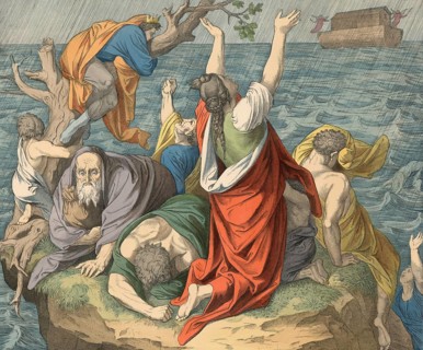 Biblical story, The Flood, a biblical narrative that describes a worldwide flood sent by God.