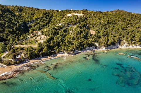 Soutsini beach near Kymi seen from the air, Euboea or Evia island, Greece