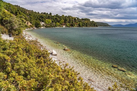 Beach near Dafni on the island of Euboea or Evia, Greece