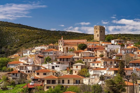 The village of Trachili on the island of Euboea or Evia, Greece