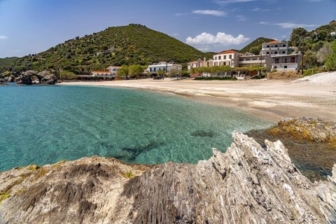 The beach of Kalamos, island of Euboea or Evia, Greece