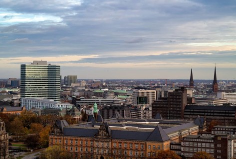 Emporio skyscraper (former Unilever House), church, St. Petri, St. Jacobi, Free and Hanseatic City
