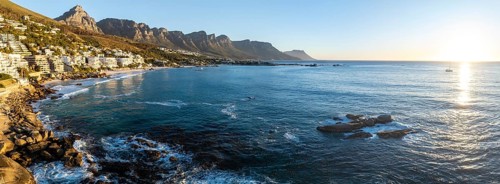 Cityscape, Aerial View, Ocean and Clifton Beach, Camps Bay, Cape Town, South Africa