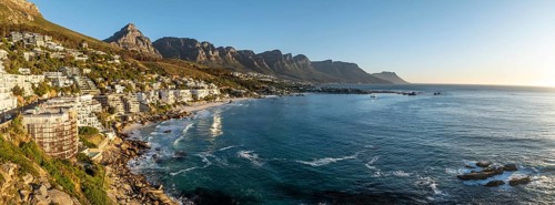 City view, aerial view, ocean with Clifton Beach, Cape Town, South Africa