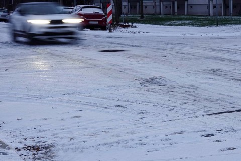 Winter, slippery roads with snow and ice, slippery roads, Germany