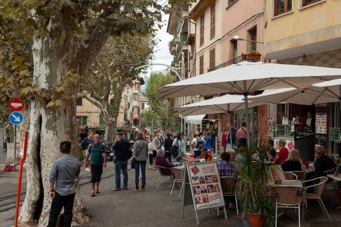 Street scene in Soller, Majorca, Spain