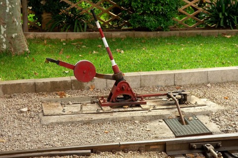Switch lever for tram switch, SÃ³ller, Majorca, Spain
