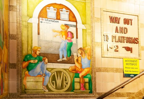 Stairwell mural, Exeter St Davids railway station, Exeter, Devon, England, UK by Bridget Green also