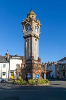 Miles Memorial Clock Tower, Queen Street, Exeter city centre, Devon, England, UK erected 1897