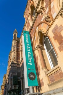 Sign outside Museum and Art gallery, Royal Albert Memorial Museum building RAAM, Exeter city