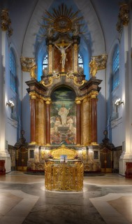 Interior view, choir, altar, main evangelical church of St. Michaelis, Michel for short, Free and