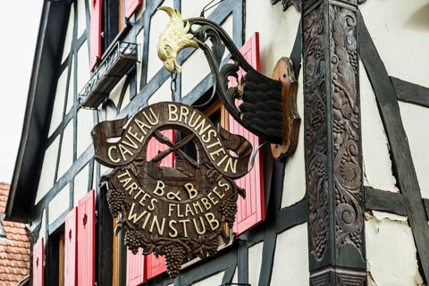 Nasenschild, Restaurant and Wine Bar, Kintzheim, Bas-Rhin Department, Alsace, France