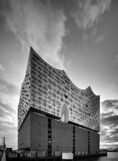Glass faÃ§ade of the Elbe Philharmonic Hall, Elphie, Free and Hanseatic City of Hamburg, black and