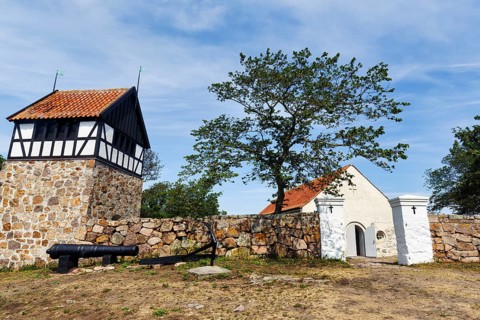 Former gunsmith, converted into a church, free-standing bell tower, ChristiansÃ¸, Christiansö,