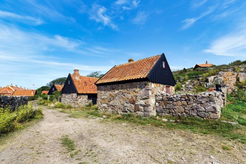 Traditional stone houses, settlement, monument protection, fortress complex, ChristiansÃ¸,