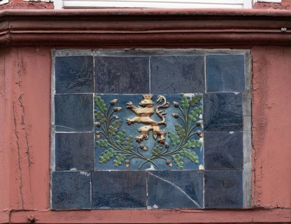 Dekoration am TÃ¶pferhaus, Fachwerk, stony path 8, Marburg, Hesse, Germany