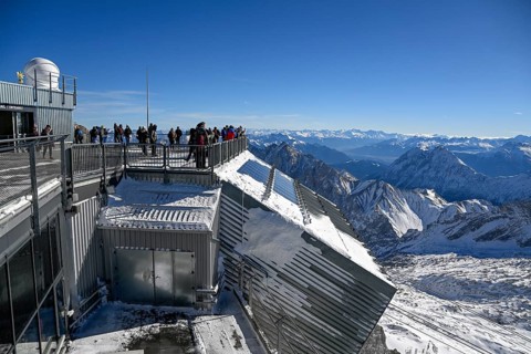 Mountain station of the cable car to the Zugspitze (2962 m), German side, Grainau municipality,