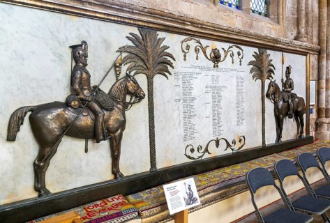 British army 9th Queens Royal Lancers, Indian memorial erected 1860, Exeter cathedral church,