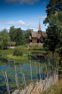 Artificial lake, Garmo Stave Church, Maihaugen open-air museum with houses and objects from farms