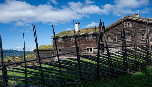 Maihaugen open-air museum with houses and objects from farms in Gudbrandsdal, Lillehammer am MjÃ¸sa