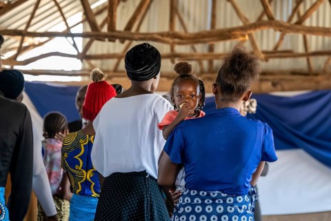 Locals at church, in a small church, Caprivi Strip, Namibia