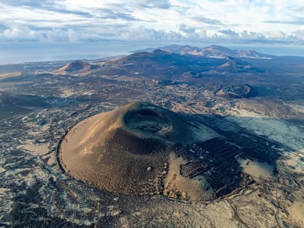 MontaÃ±a Negra volcano, picturesque volcanic landscape with volcanic craters and lava fields in