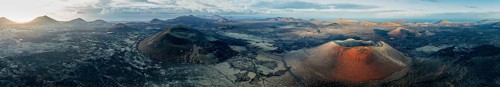 Panorama, Caldera Colorada volcano and MontaÃ±a Negra, picturesque volcanic landscape with volcanic