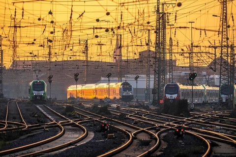Local transport trains, IC train, on the tracks, west of Dortmund Central Station, North