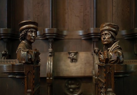 Interior view, picture carving in the choir stalls, Our Lady of Ulm, Ulm, Baden-WÃ¼rttemberg,