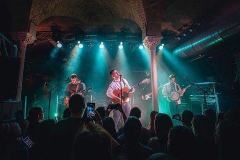 Eoin Fitz Fitzgibbon (guitarist), Eddie Keogh (singer) and Eoghan McGoo McGrath (banjo player) from