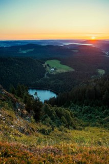 View from Feldberg to Feldsee looking east, sunrise, Black Forest, Southern Black Forest,