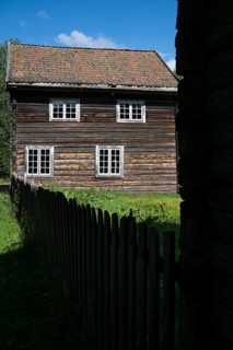 Wooden house on a historic farm, Maihaugen open-air museum with houses and objects from farms in