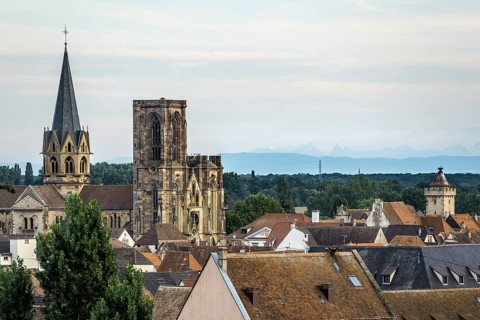 Picturesque village with half-timbered houses, Eguisheim, Haut-Rhin, Alsace, France