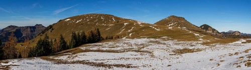 Snowfield on the Trattberg Alm with Hoher First, Osterhorn Group, Salzkammergut, Province of