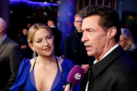 Kate Hudson and Hugh Jackman at the Song Sung Blue Red Carpet Photocall at Zoo Palast Berlin on 19