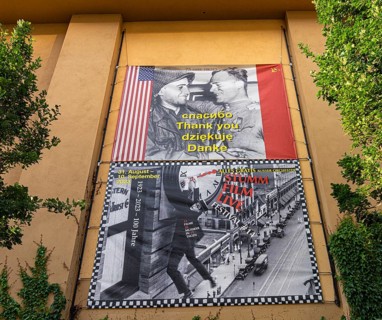 Film posters at the cult cinema Babylon on Rosa Luxemburg Platz, arthouse cinema opened in 1929,