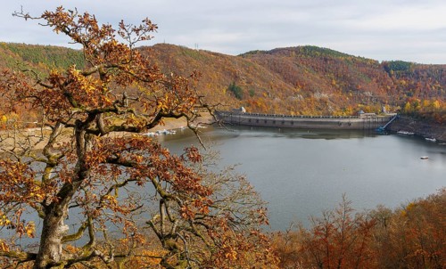 View of the Eder-Stausee dam, Hesse, Germany