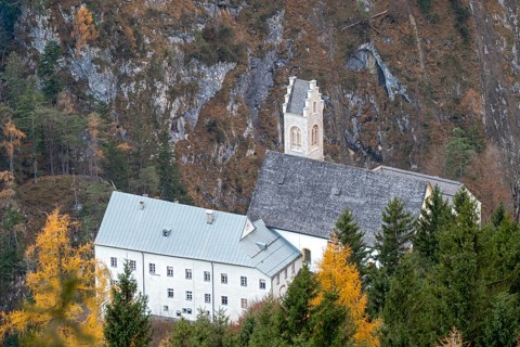 St. Georgenberg monastery and pilgrimage site in autumn, Stans, Tyrol, Austria