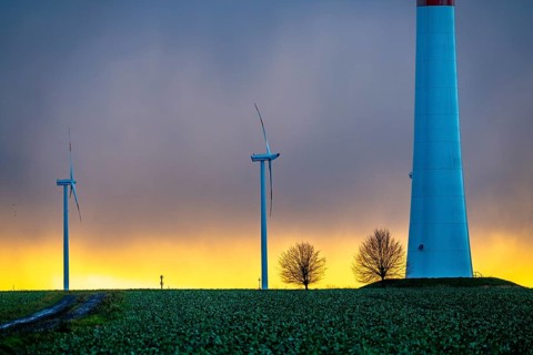 Königshovener Höhe onshore wind farm, on the A44 motorway near Bedburg, in front of the Jackerath