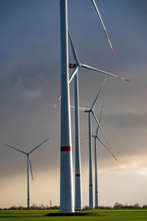 Bedburg A 44n onshore wind farm, on the A44 motorway near Bedburg, in front of the Jackerath