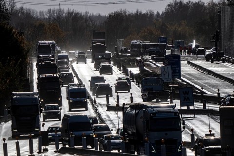 Highway construction site, the A57 is extended to 6 lanes on the section between the Meerbusch