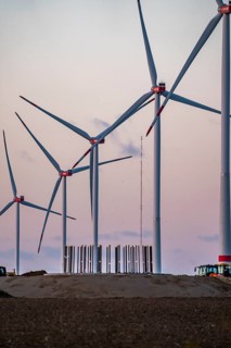 Construction site of the new Bedburg 3 wind farm, on recultivated open-cast mining site, 9 wind