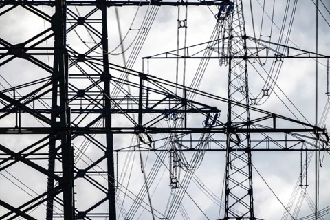380-kV high-voltage overhead line, new building, along the A57 motorway, near Meerbusch,