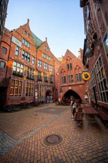 Typical brick houses in BöttcherstraÃŸe, Altstadt, Bremen, Germany