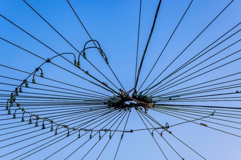 Overhead spider, Bahnpark Augsburg, Administrative Region of Swabia, Bavaria, Germany