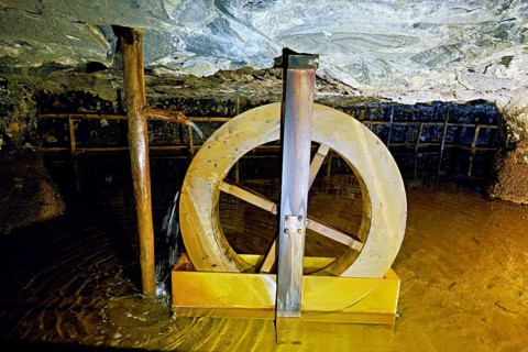 Old water wheel in the salt mine, Bex, Canton of Vaud, Switzerland