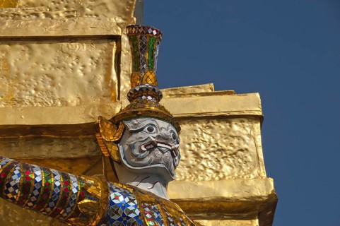 Golden Chedi in Front of the Pantheon, Carried by Twenty Monkeys and Demons, Wat Phra Kaeo Grand