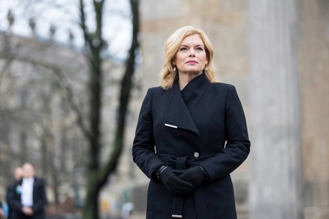 Julia Klöckner (President of the German Bundestag) in front of the Neue Wache after laying the