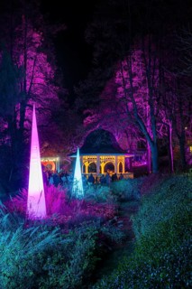 Light art, light installation, illuminated sculptures in the city garden of the city of Radolfzell
