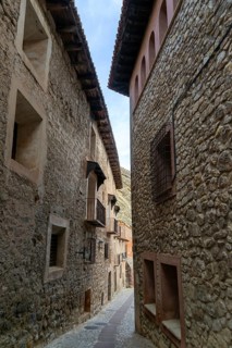 Historic buildings in medieval village of AlbarracÃ­n, Teruel province, Aragon, Spain